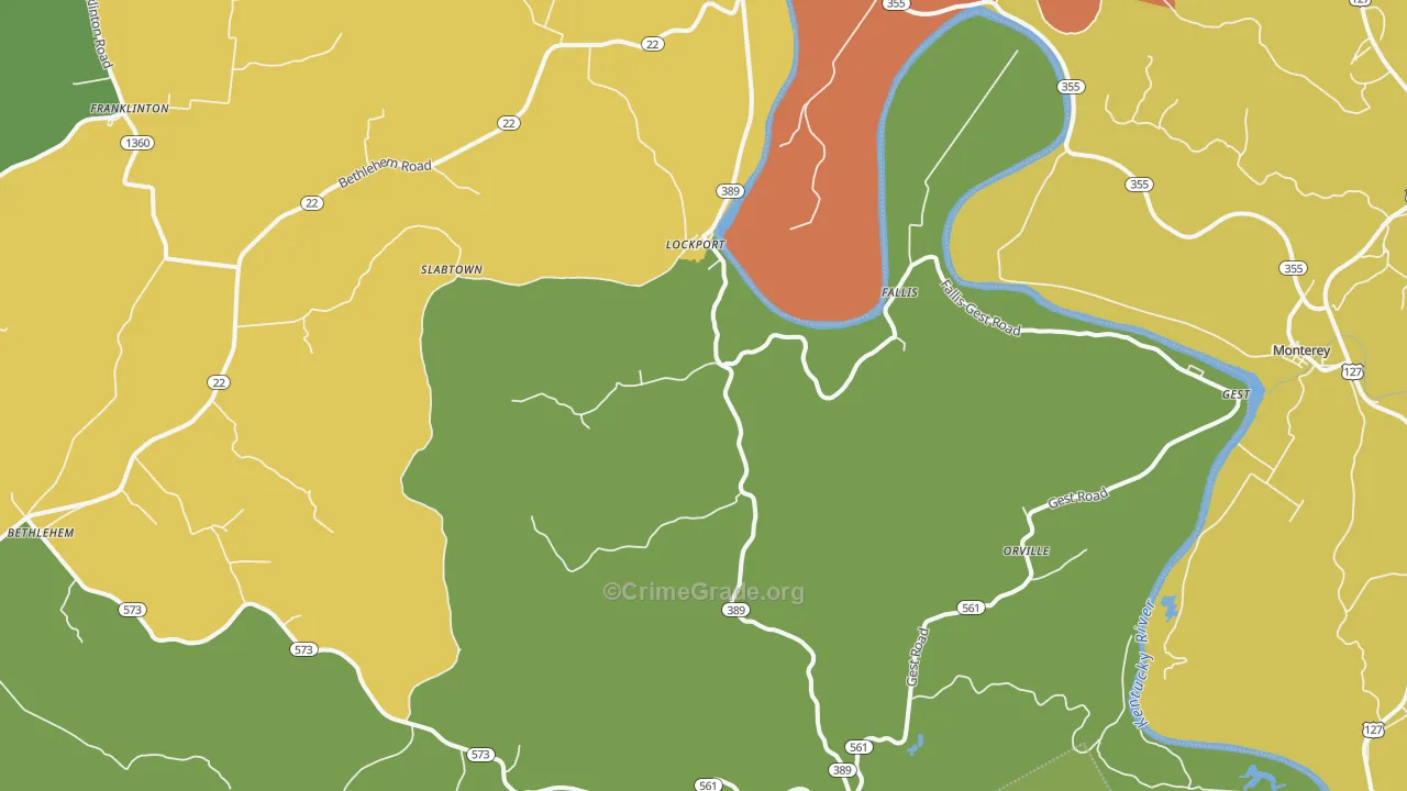 Lockport, KY Map of Vandalism Rates