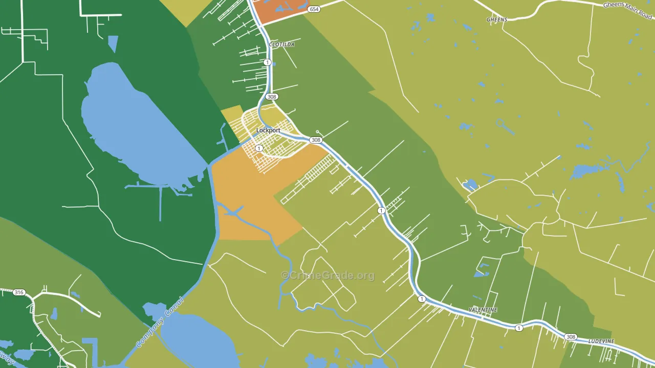Lockport, LA Map of Vandalism Rates