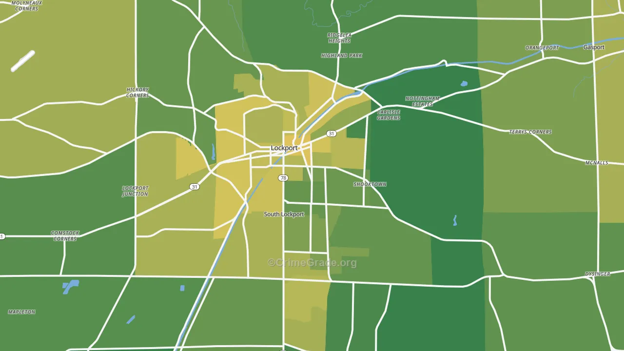Lockport, NY Map of Vandalism Rates