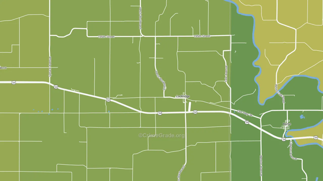 Lockridge, IA Map of Vandalism Rates