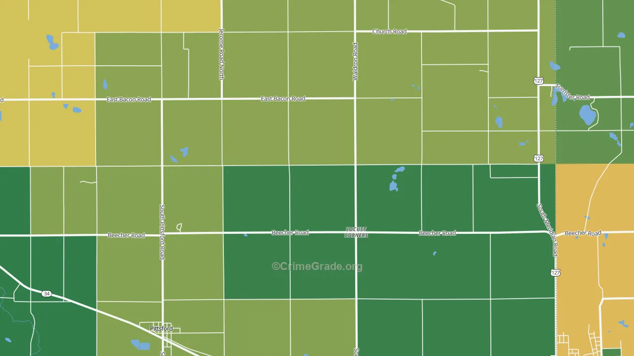 Locust Corners, MI Map of Vandalism Rates