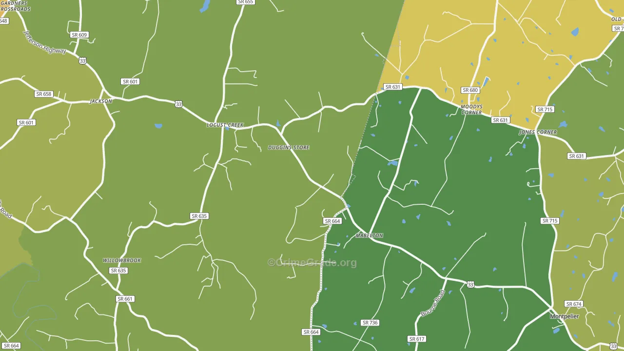 Locust Creek, VA Map of Vandalism Rates