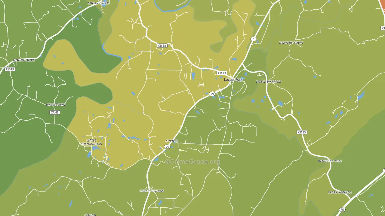 Locust Fork, AL Map of Vandalism Rates