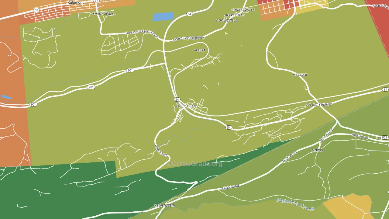Locust Gap, PA Map of Vandalism Rates