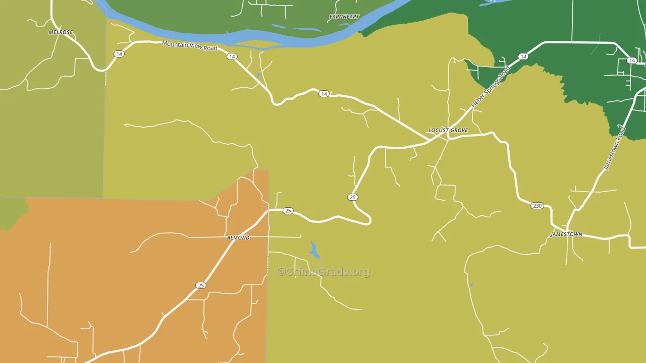 Locust Grove, AR Map of Vandalism Rates