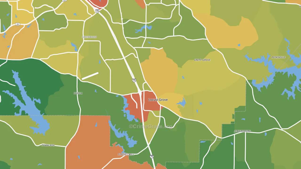 Locust Grove, GA Map of Vandalism Rates