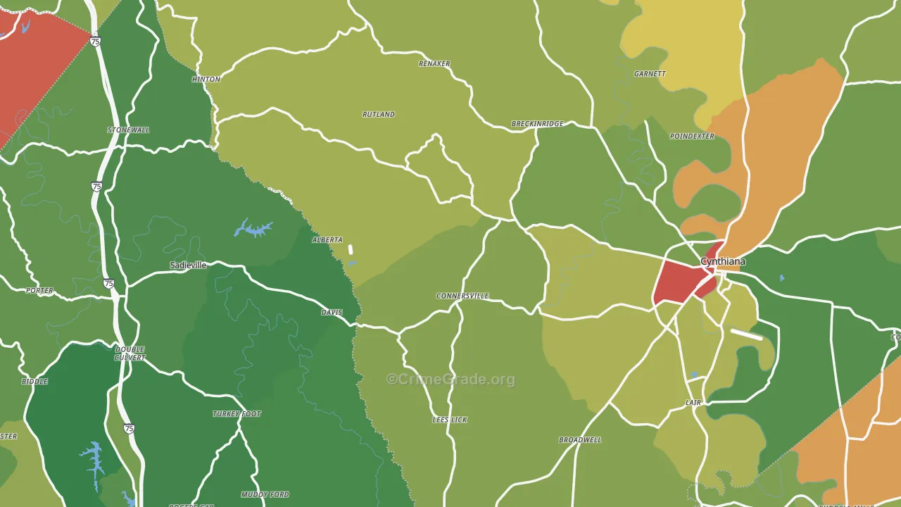 Locust Grove, KY Map of Vandalism Rates
