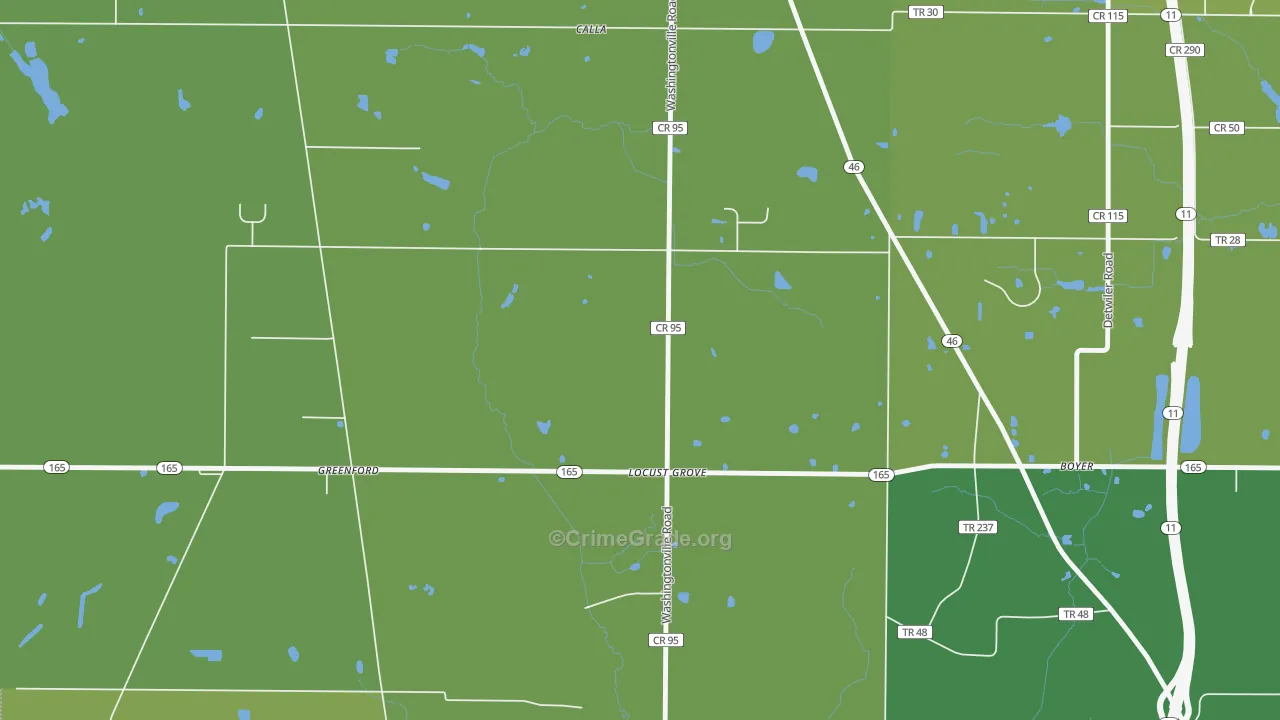 Locust Grove, OH Map of Vandalism Rates