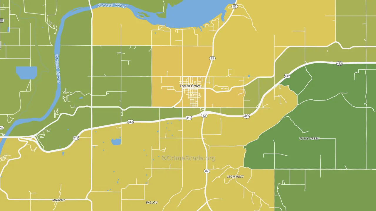 Locust Grove, OK Map of Vandalism Rates