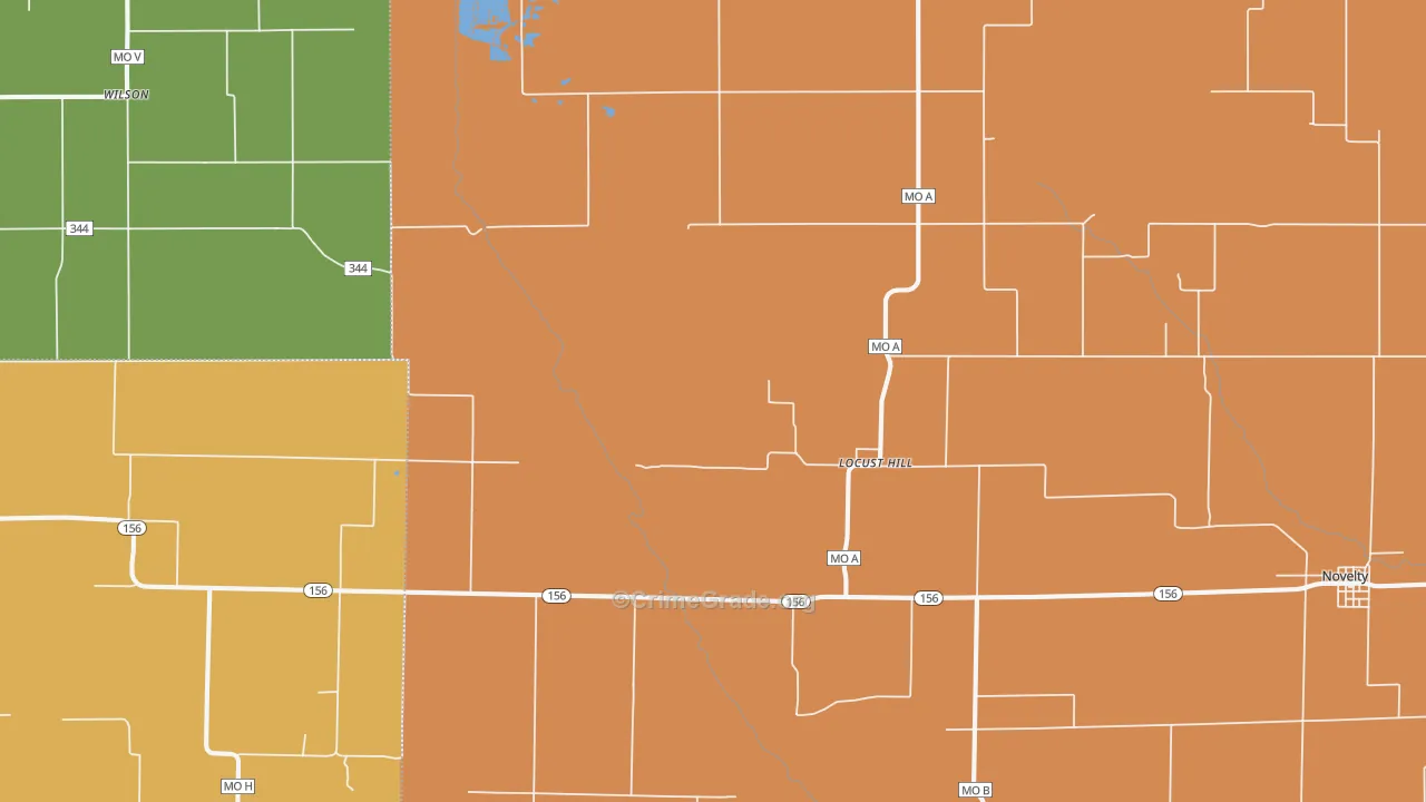 Locust Hill, MO Map of Vandalism Rates