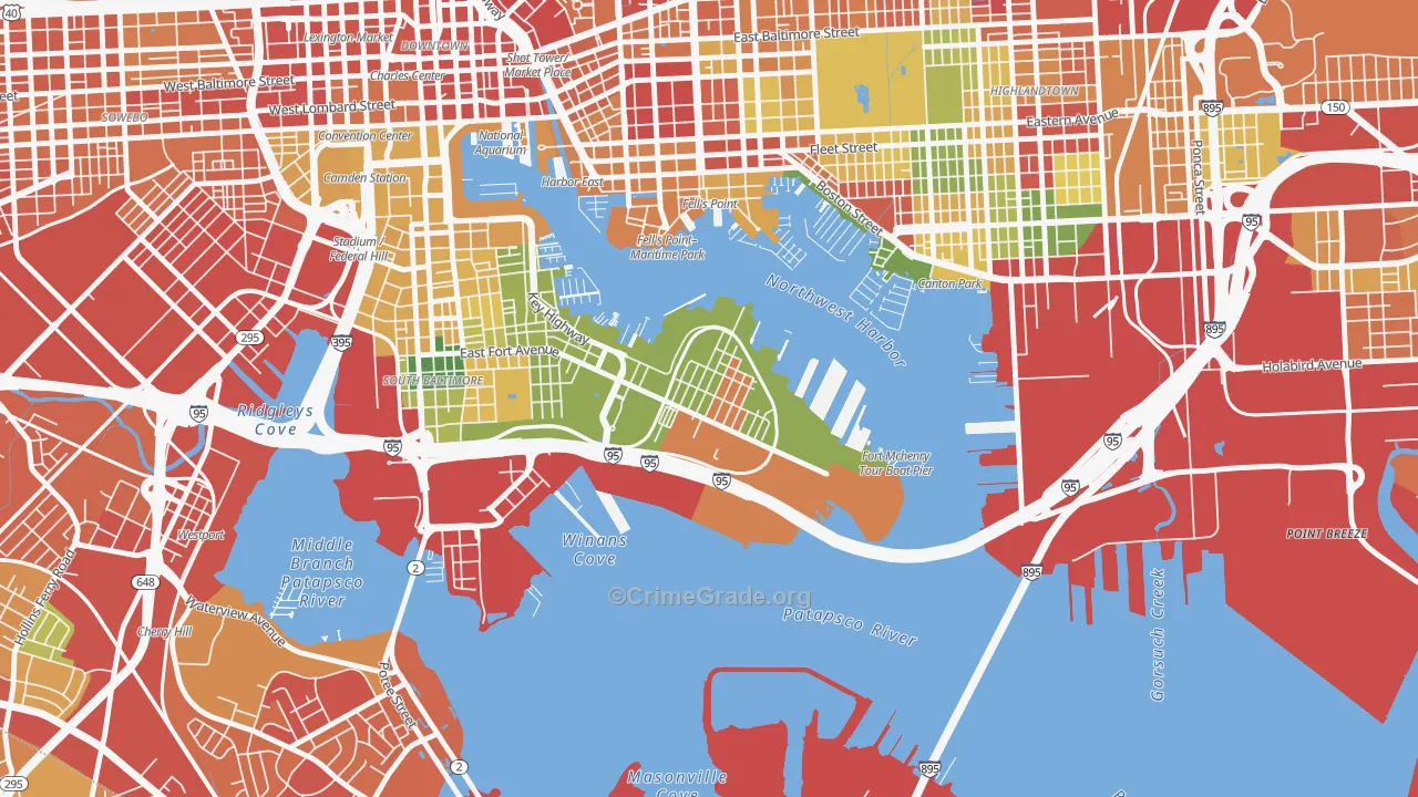 Locust Point, Baltimore, MD Map of Vandalism Rates