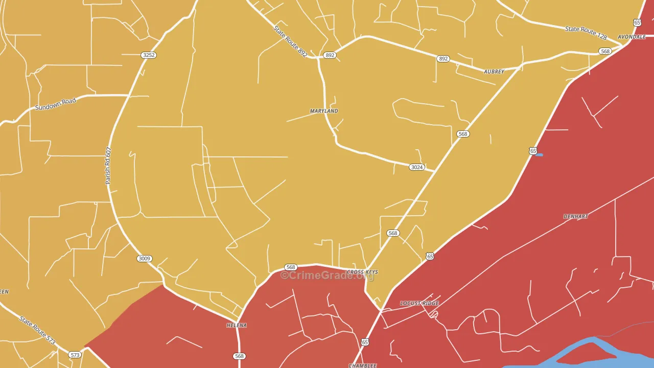 Locust Ridge, LA Map of Vandalism Rates