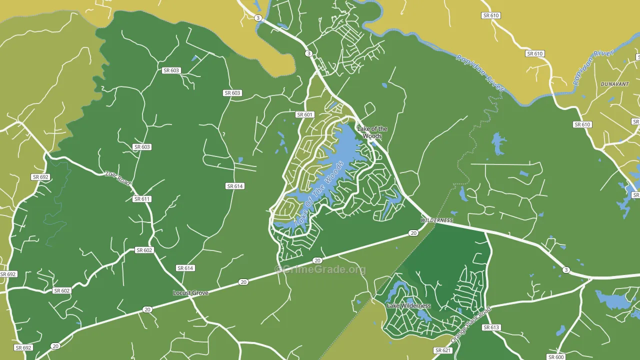 Locust Grove, VA Map of Vandalism Rates