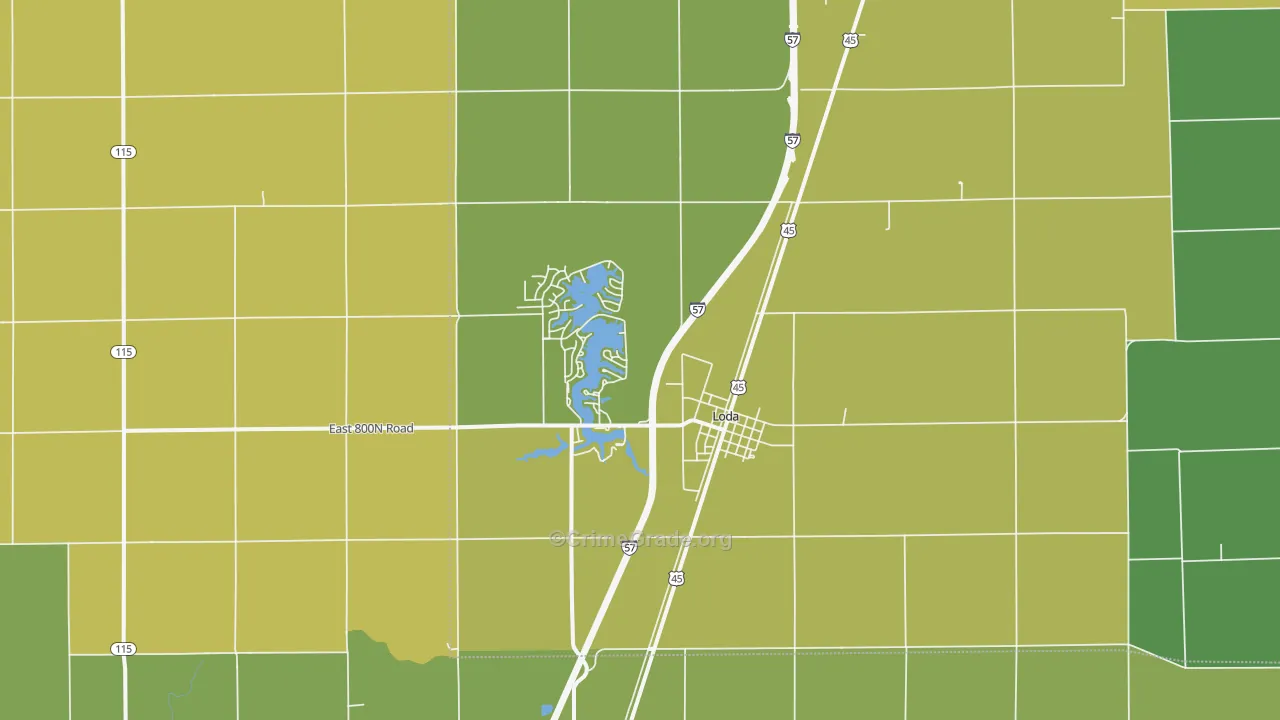 Loda, IL Map of Vandalism Rates