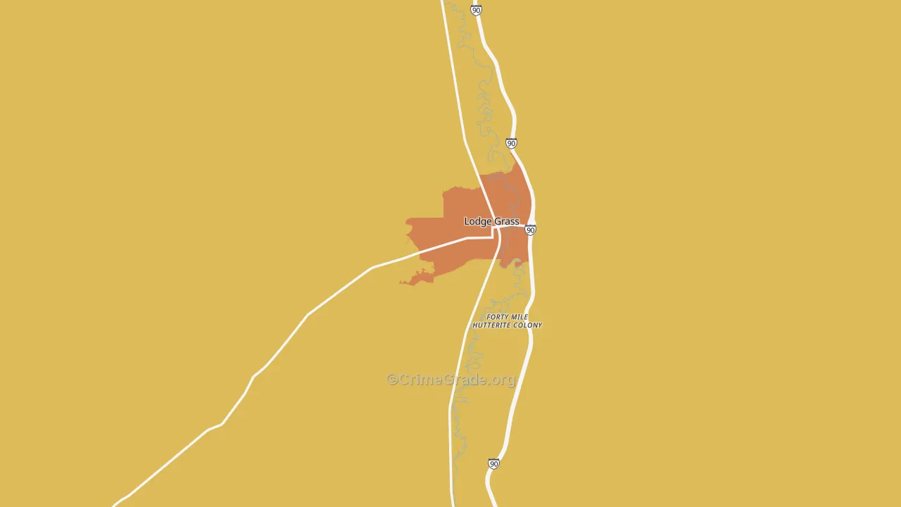 Lodge Grass, MT Map of Vandalism Rates
