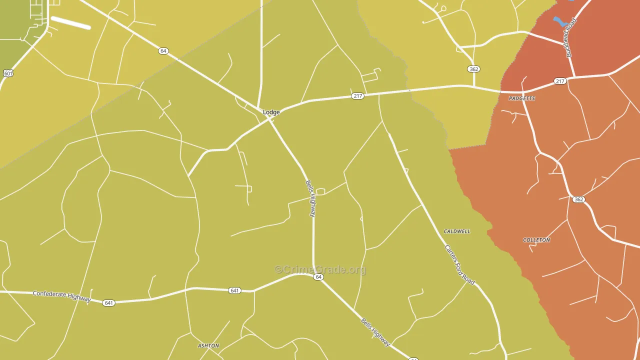 Lodge, SC Map of Vandalism Rates