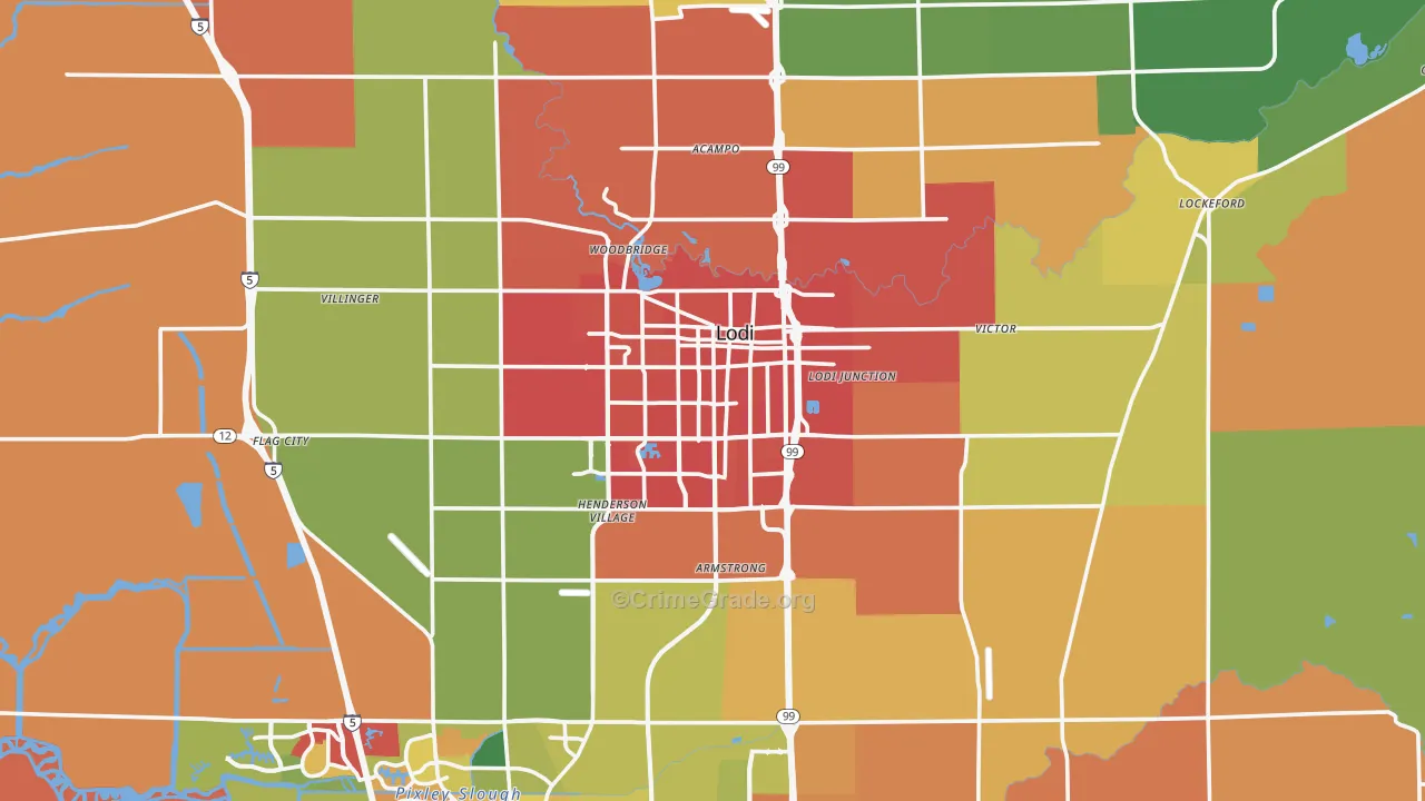 Lodi, CA Map of Vandalism Rates
