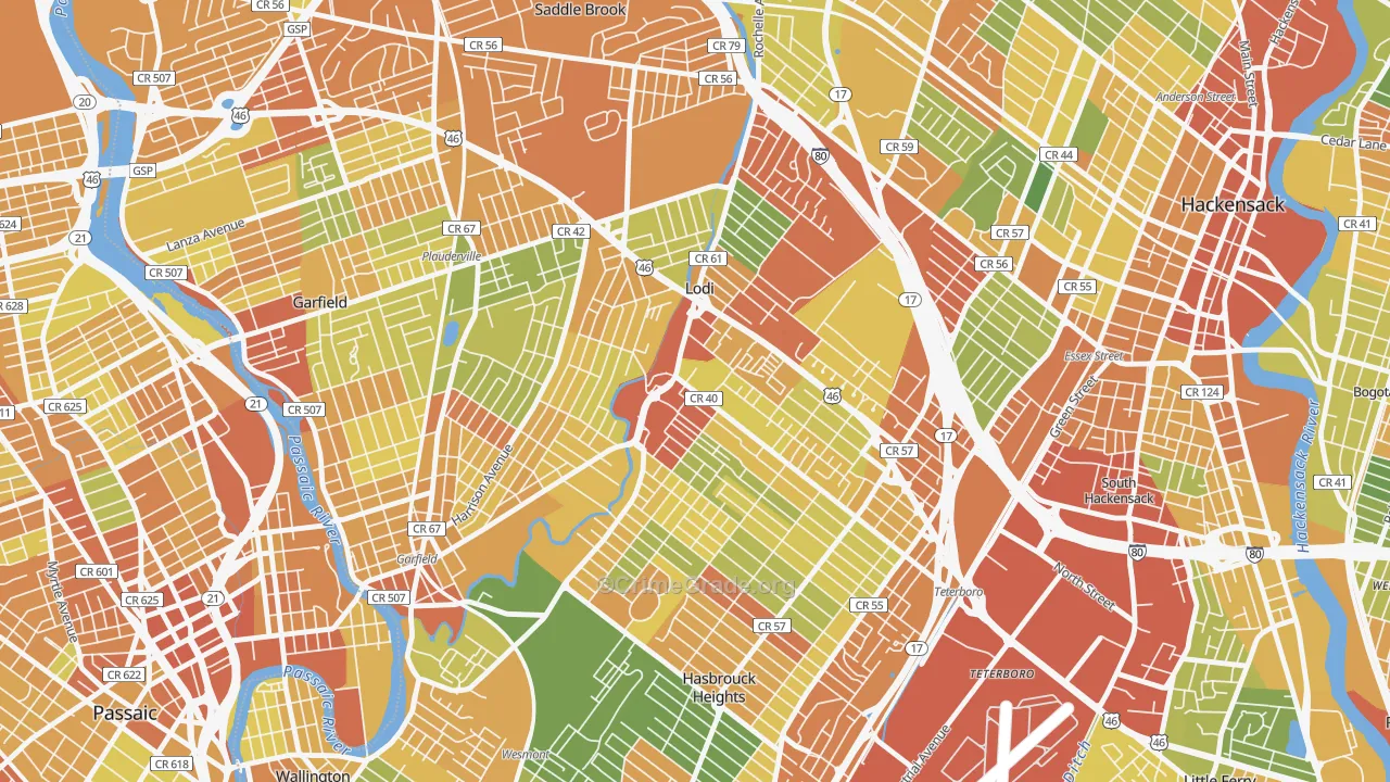 Lodi, NJ Map of Vandalism Rates