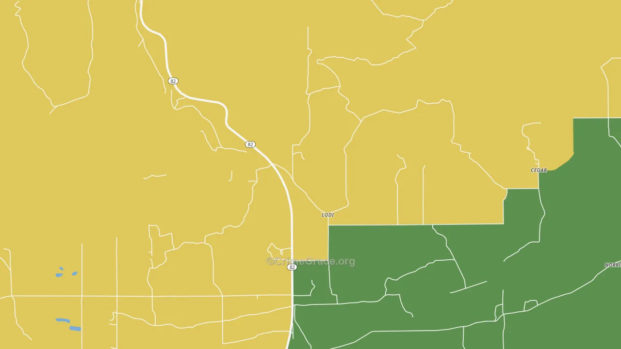 Lodi, OK Map of Vandalism Rates