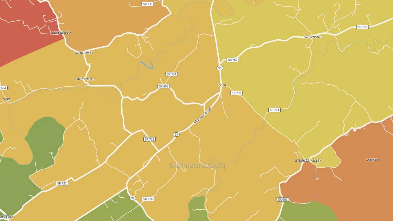 Lodi, VA Map of Vandalism Rates