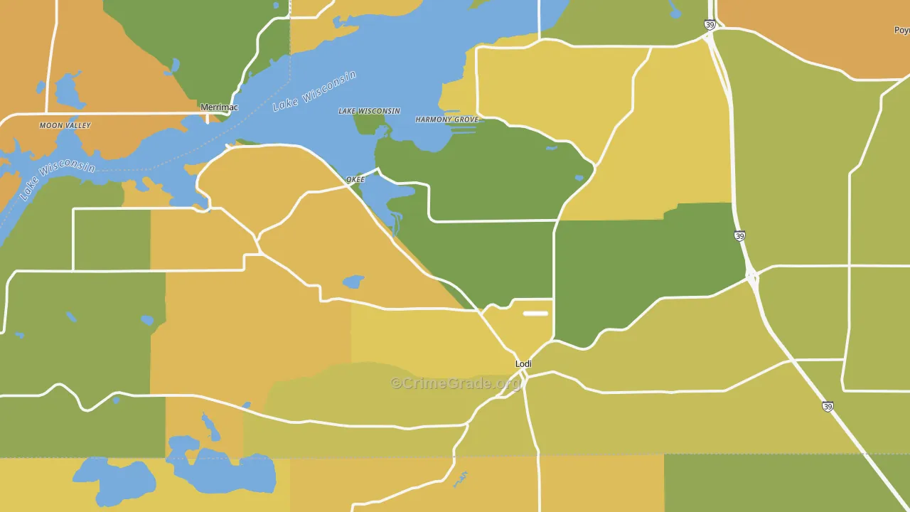 Lodi, WI Map of Vandalism Rates
