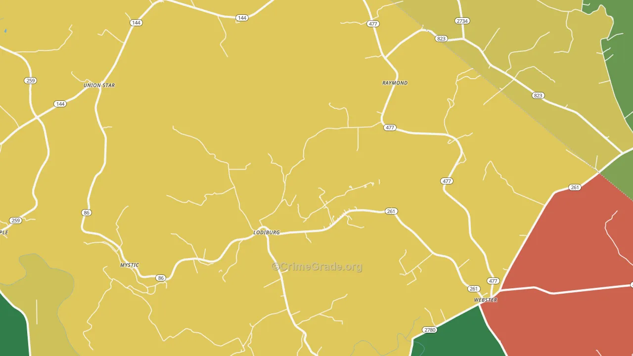 Lodiburg, KY Map of Vandalism Rates