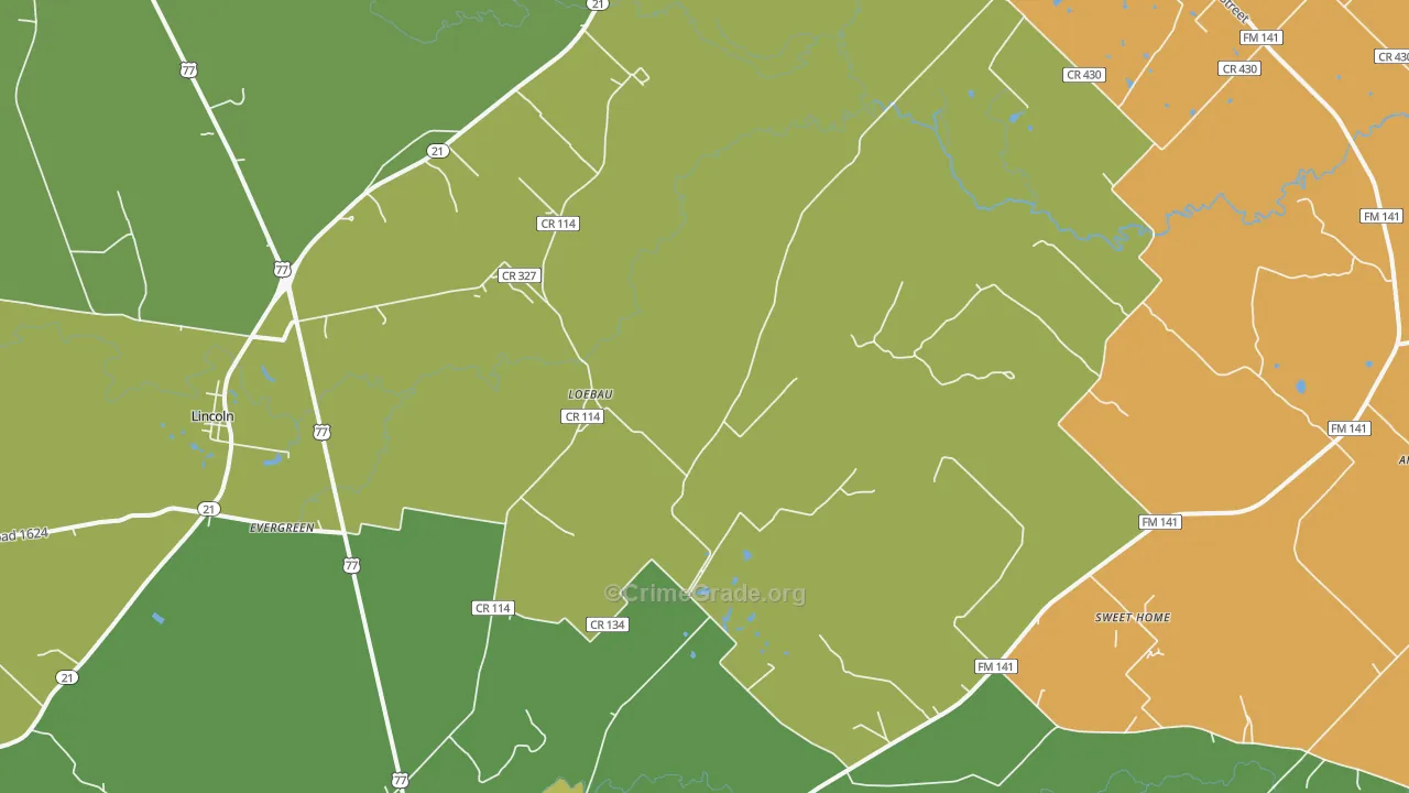 Loebau, TX Map of Vandalism Rates