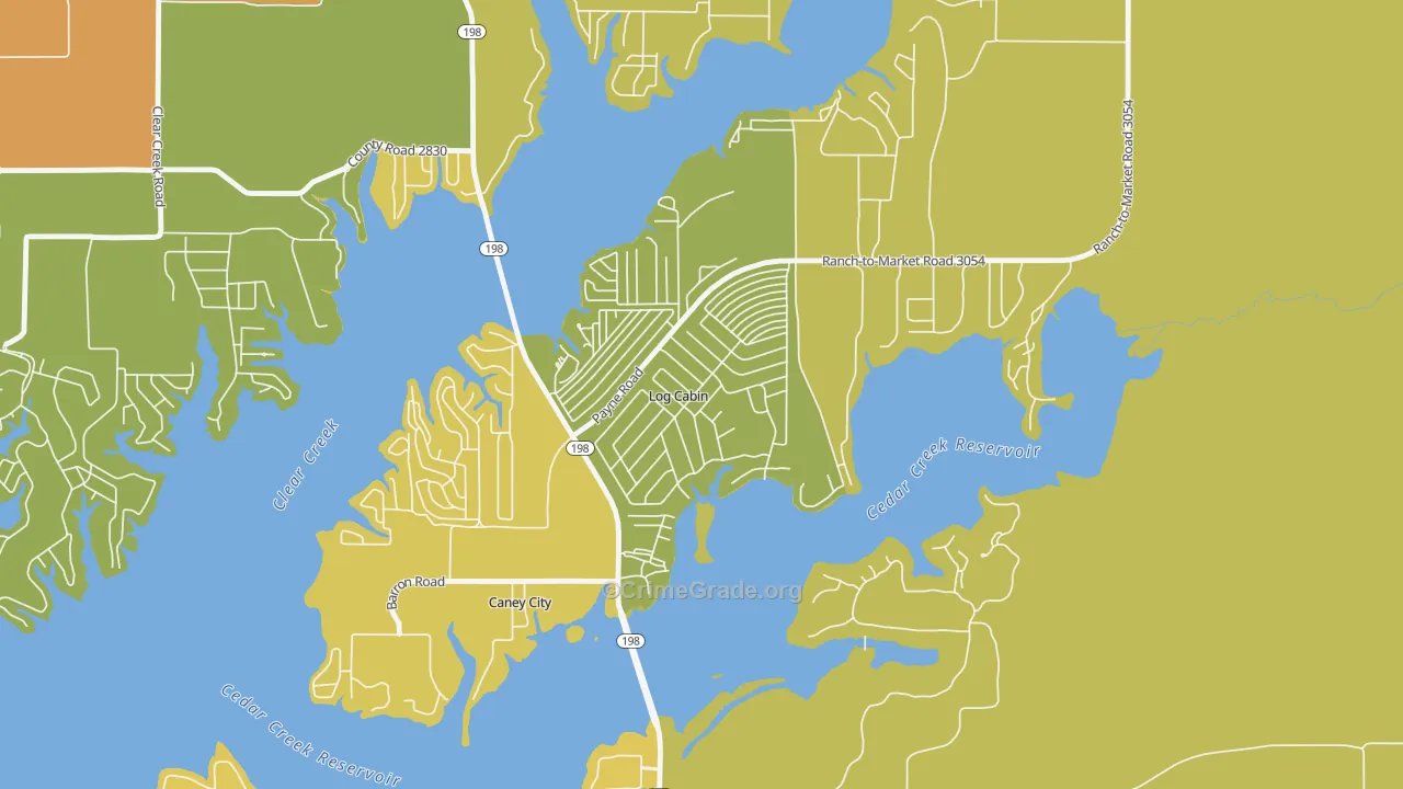 Log Cabin, TX Map of Vandalism Rates