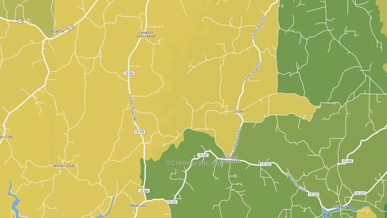 Logan, AL Map of Vandalism Rates