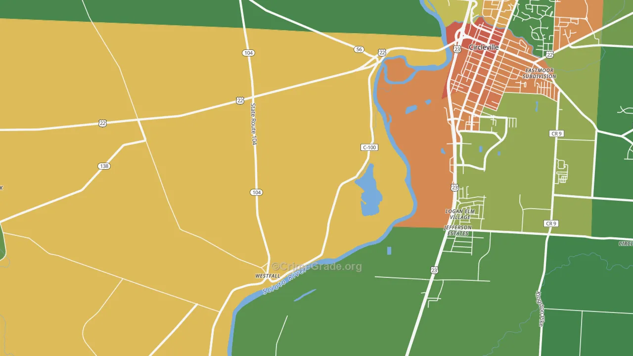 Logan Elm Village, OH Map of Vandalism Rates