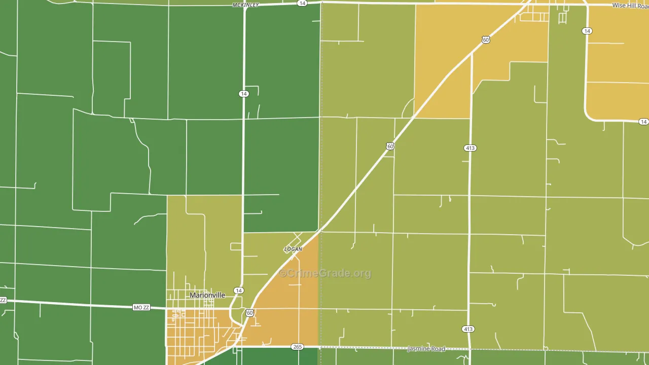 Logan, MO Map of Vandalism Rates
