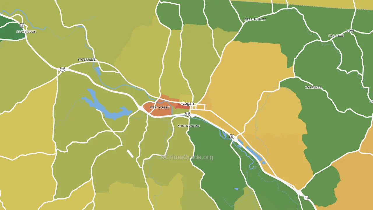 Logan, OH Map of Vandalism Rates