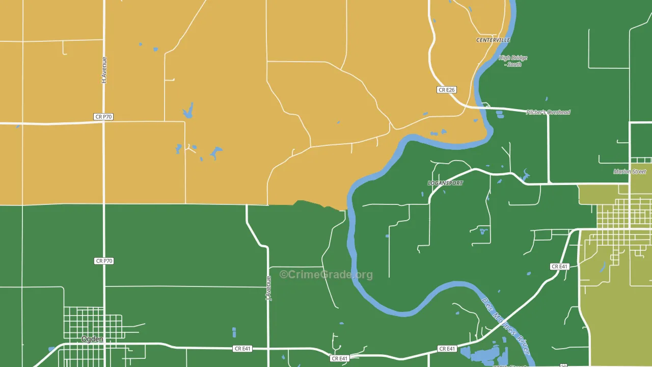 Logansport, IA Map of Vandalism Rates