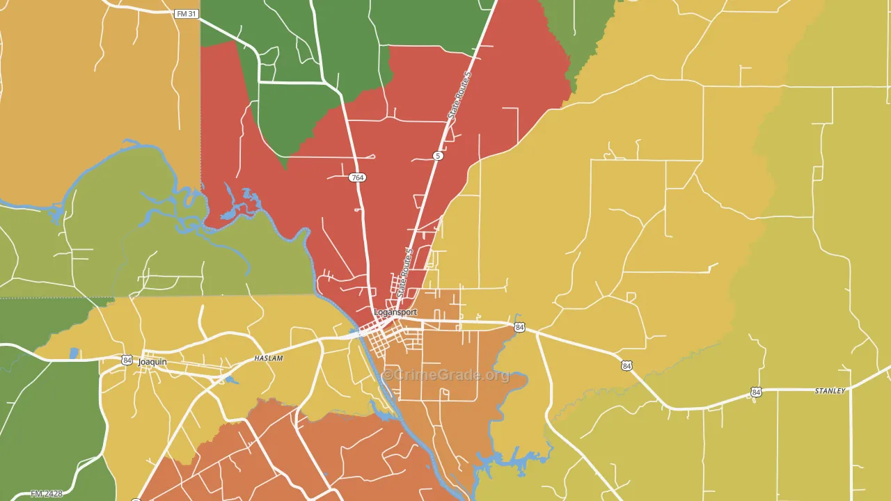 Logansport, LA Map of Vandalism Rates