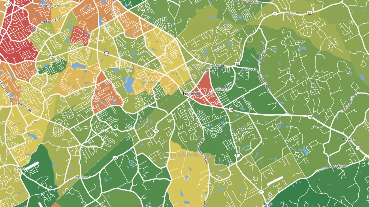 Loganville, GA Map of Vandalism Rates