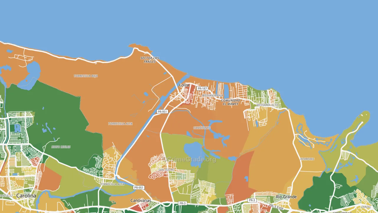 Loiza, PR Map of Vandalism Rates