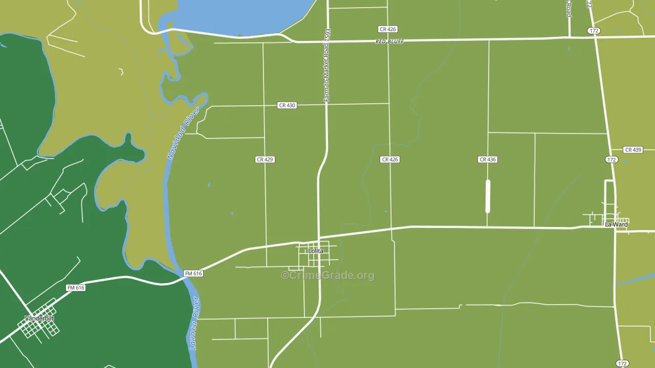 Lolita, TX Map of Vandalism Rates