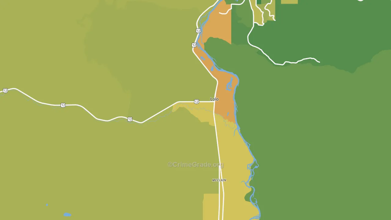 Lolo, MT Map of Vandalism Rates