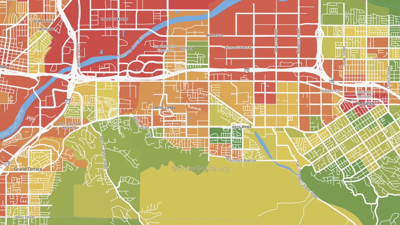 Loma Linda, CA Map of Vandalism Rates