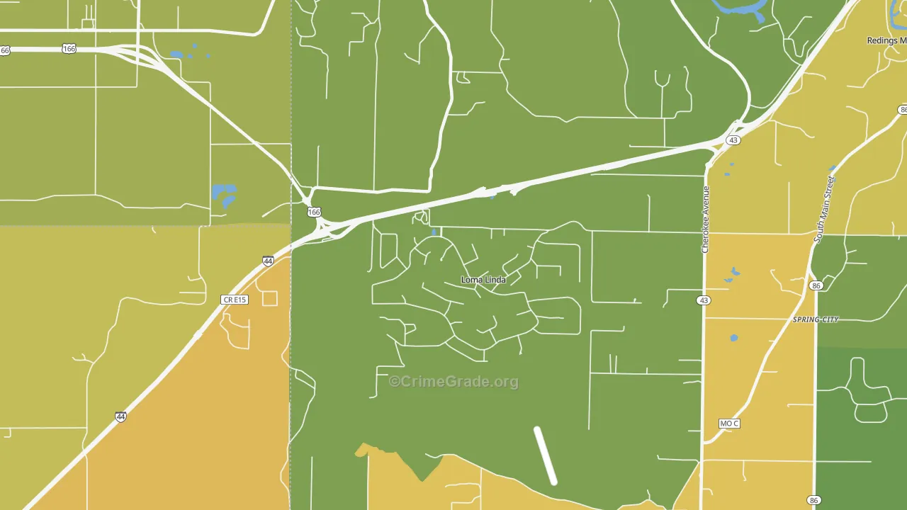 Loma Linda, MO Map of Vandalism Rates