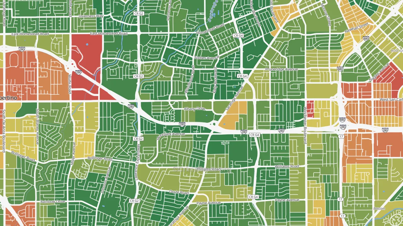 Loma Linda, San Jose, CA Map of Vandalism Rates