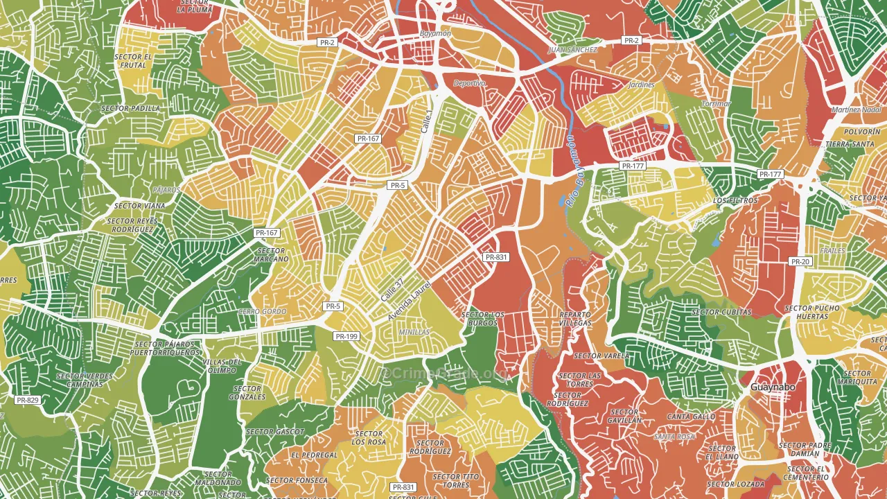 Lomas Verdes, Bayamon, PR Map of Vandalism Rates