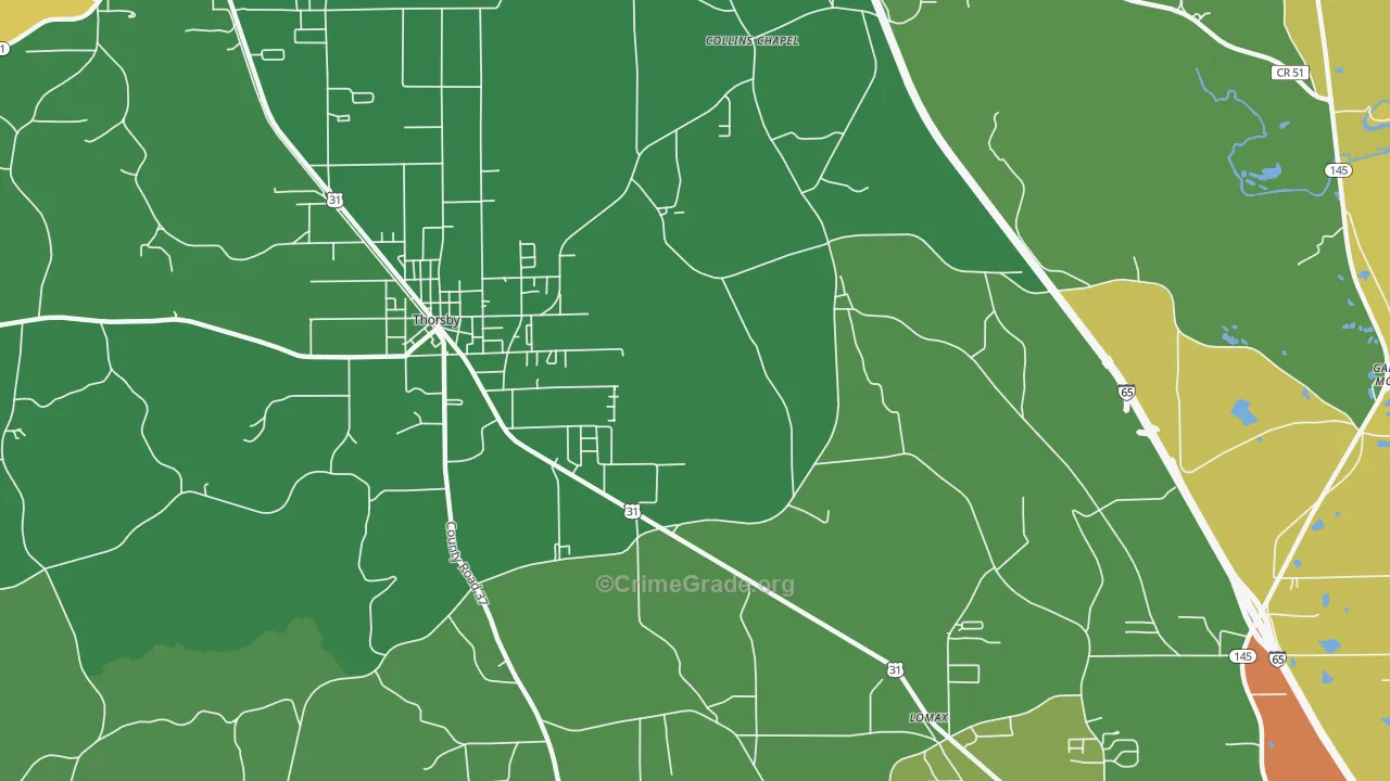 Lomax, AL Map of Vandalism Rates