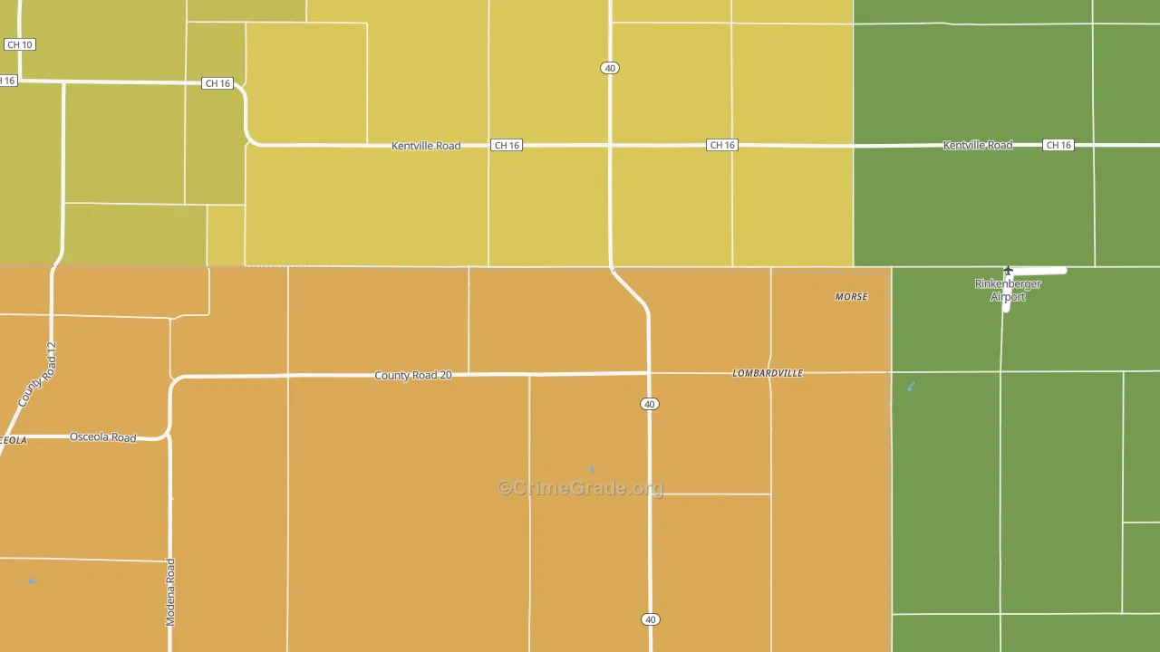 Lombardville, IL Map of Vandalism Rates