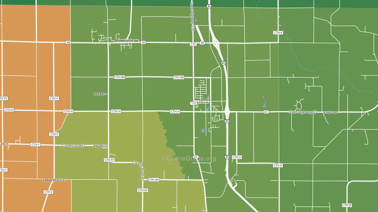 Lomira, WI Map of Vandalism Rates