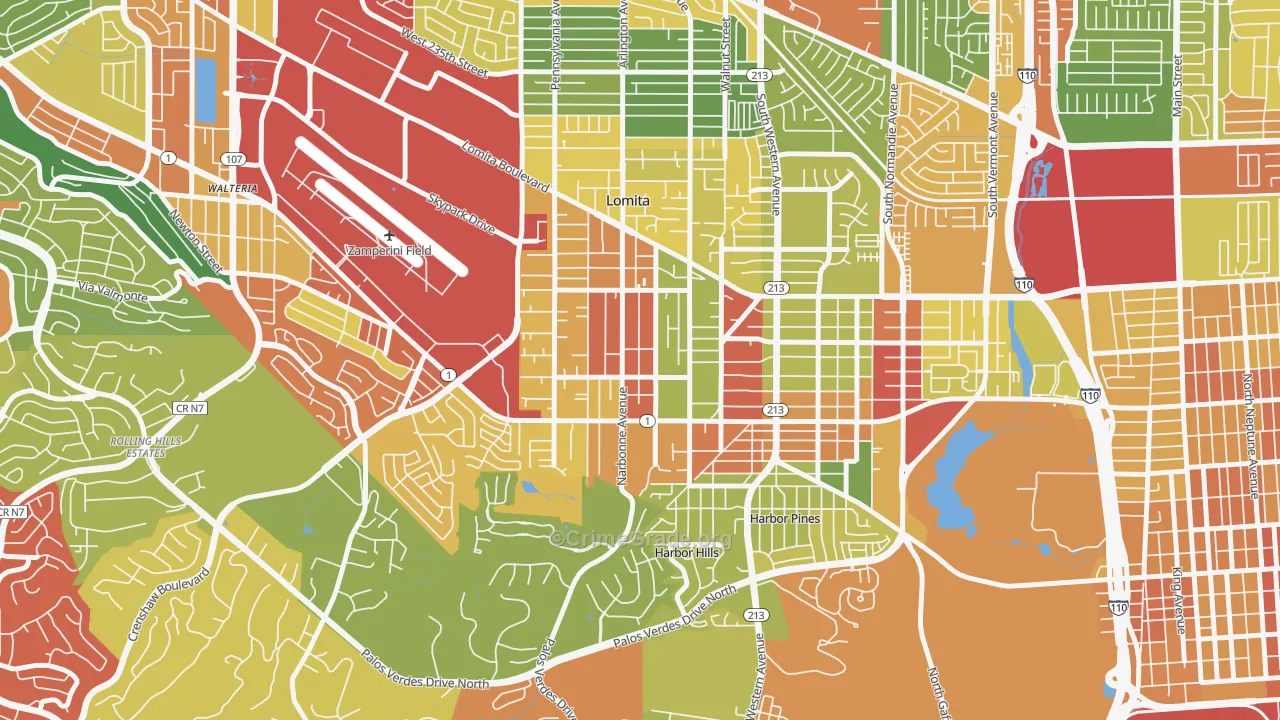 Lomita, CA Map of Vandalism Rates