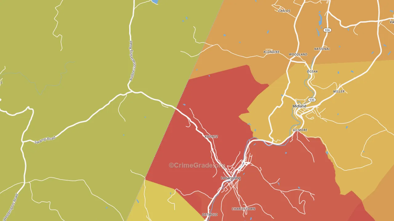 Lonaconing, MD Map of Vandalism Rates