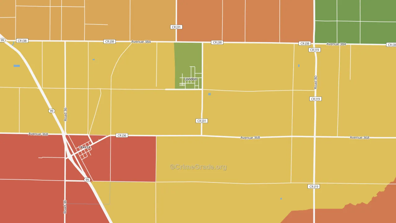 London, CA Map of Vandalism Rates