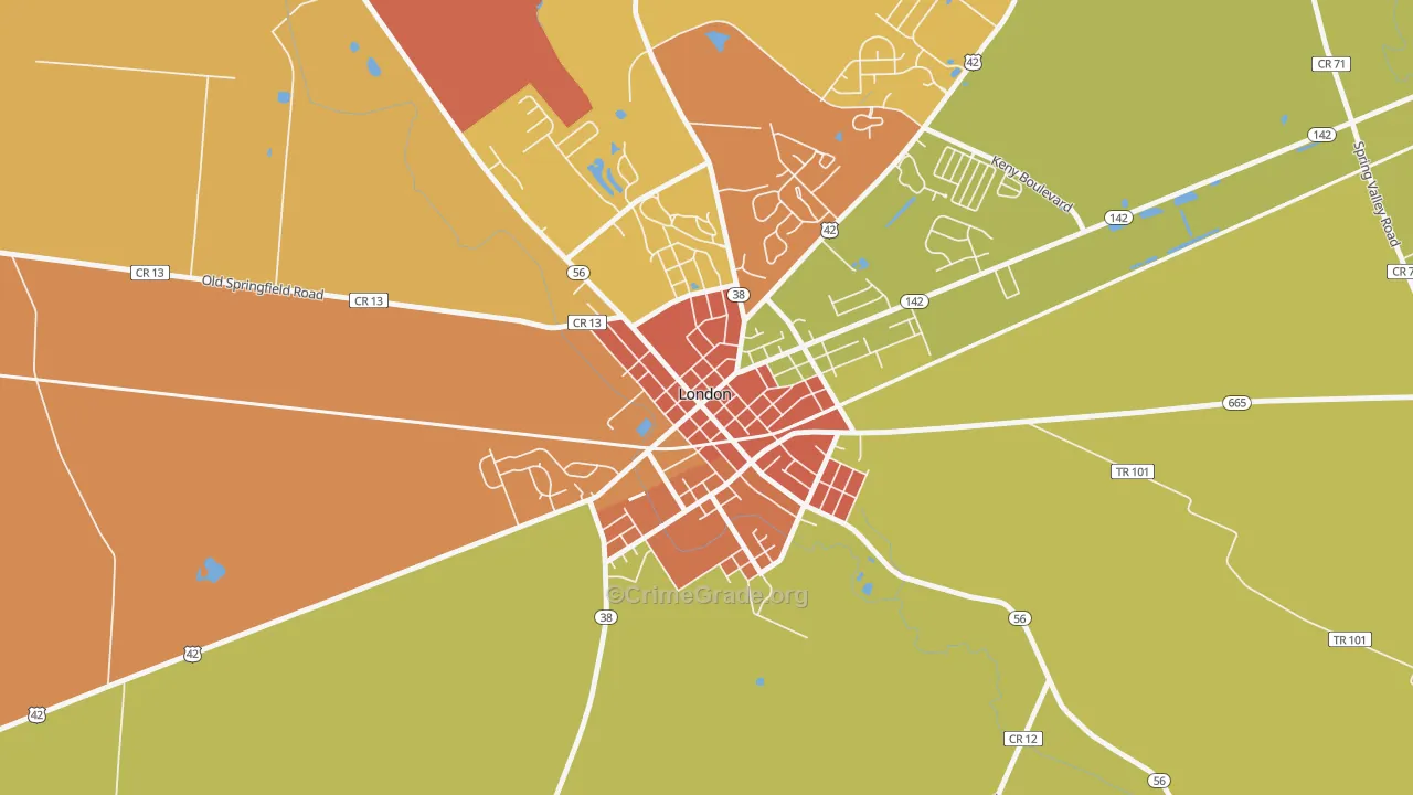 London Historic District, London, OH Map of Vandalism Rates