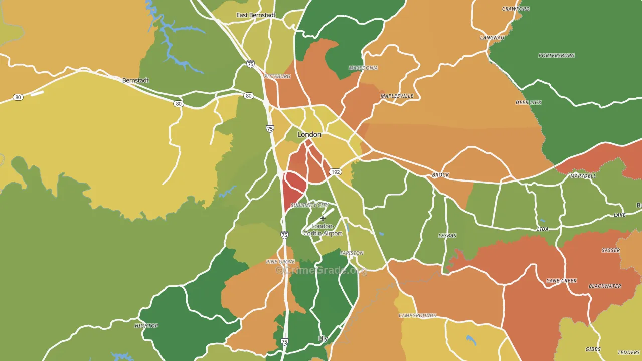 London, KY Map of Vandalism Rates